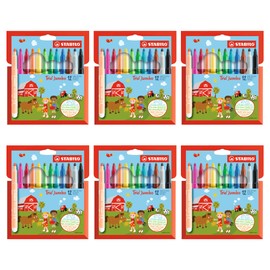 STABILO - Thick Felt Tip Pen - Trio Jumbo - 6 x Pack of 12 - 12 Colours