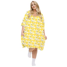 KFUBUO Plus Size Nightgowns for Women V-Neck Sleep Tshirts Dress Pjs Lounge Short Sleeves Sleepwear With Pocket Fit S-5XL, Dragonfruit, oversized