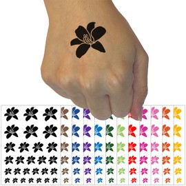 Daylily Lily Flower Temporary Tattoo Water Resistant Fake Body Art Set Collection - Purple (One Sheet)