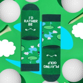 AGRIMONY Funny Golf Socks for Men Women Dad Teens-I'D RATHER BE PLAYING GOLF Novelty Funky Cool Crazy Silly Socks- Fathers Valentines Day Golf Lover Golfer Christmas Gifts Stocking Stuffers