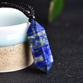Unbranded Natural Lapis Lazuli Pendant Healing Stress Relief Reiki Blue Hexagon Necklace