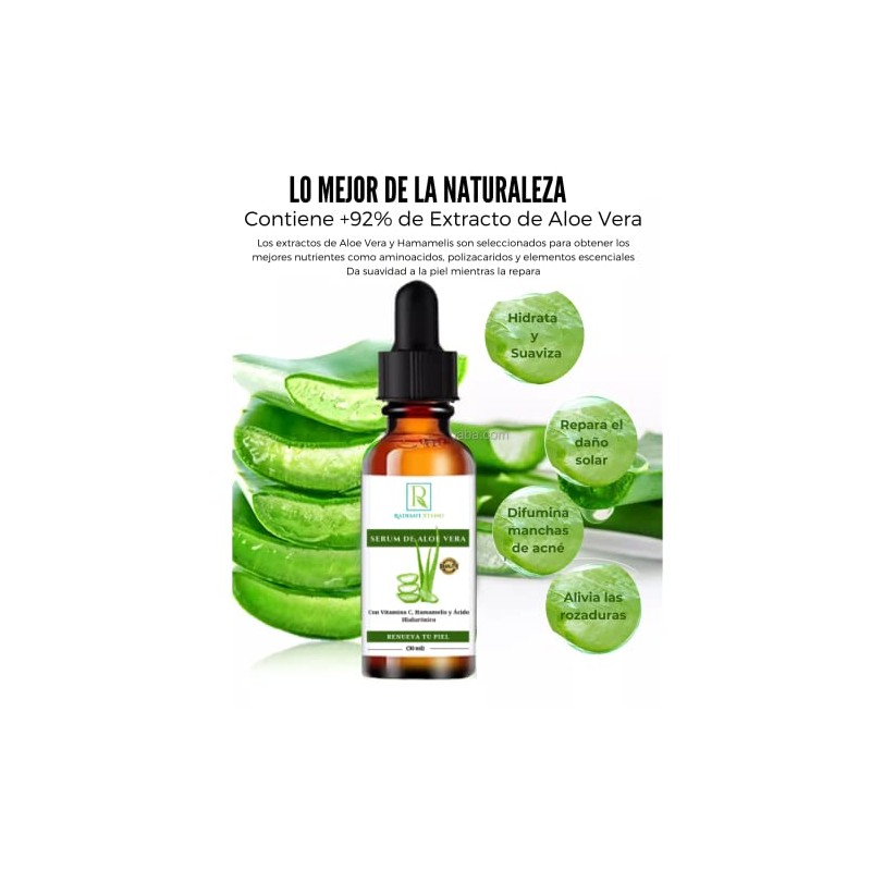SERUM DE ALOE VERA CON VITAMINA C, HAMAMELISY ACIDO HIALURÓNICO