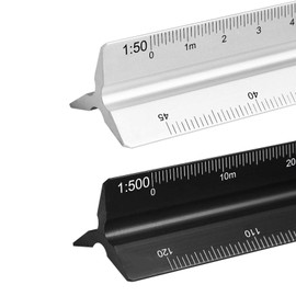 JOLIGAEA 2 Pieces Scale Ruler, Metric Scales 1:20 1:25 1:50 1:75 1:100 1:150/1:100 1:200 1:250 1:300 1:400 1:500, 30cm Aluminum Triangular Scale for Engineering ure architects and Students