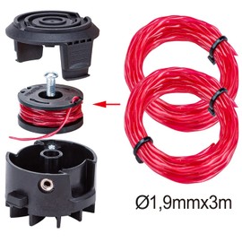 WONET Replacement blade replacement threads for cordless grass trimmer NCGT-S20LIDA, with 40 plastic blades and 2 threads (3 metres/bundle), 2 spool for cutting thread