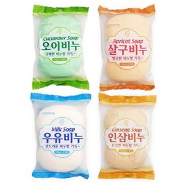 Delightful Beauty Soap 2-Pack: Milk, Cucumber, Ginseng, Apricot for Face & Body Bath Soap Ginseng Beauty Soap 2P 10ea