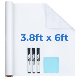 M&G White Board Wallpaper Dry Erase Board for Wall, 3.8 ft x 6 ft Whiteboard Peel and Stick Wallpaper, Dry Erase Contact Paper with 3 Markers and Wipe Out Cloth, No Ghosting