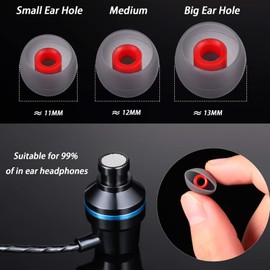 Weewooday 36 Pcs Replacement Earbud Tips Silicon Ear Bud Cover Earphone Rubber Tips Headphone Buds Replacement Earbud Noise Isolation Cover, 3 Sizes(Greyish Red, Transparent and Black)