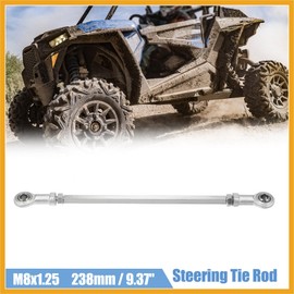 Partuto 2pcs 238mm Length 8mm Hole Diamete Adjustable Steering Tie Rod Ball Joint for 49cc Electric ATV Go Kart Accessory Steering Column Steering Suspension Silver Tone Replacement