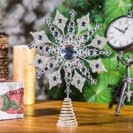 TZSSP Tree Topper Metal Silver Star Snowflake Treetop Festive Party Home Xmas, Liberty