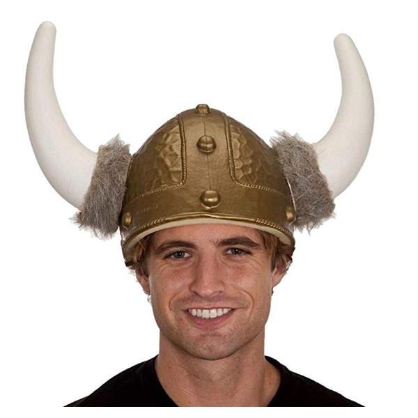 Jacobson Hat Company Men's Viking Helmet with Horns and Fur,