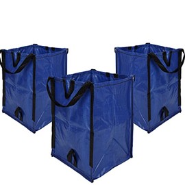 DURASACK Heavy Duty Home and Yard Waste Bag 48-Gallon Woven Polypropylene, Reusable Lawn, Pop-Up Self-Standing Garbage Can, Blue, Pack of 3 (BB-2028)