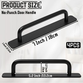 4 PCS Adhesive Cabinet Handles, No Drilling Drawer Pulls, Aluminum Alloy Stick On Door Handles, Window Handles for Kitchen, Cupboard Sliding Closet, Dresser Closet (Black)