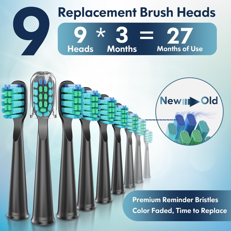 Ultrasonic Toothbrush for Adults Sonic Toothbrush, 9 Brush Heads, 5