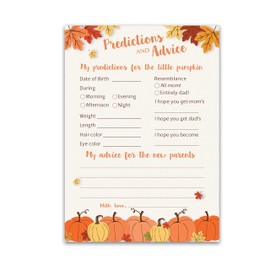 PUMPKINS Prediction and Advice Cards - Pack of 25 - LITTLE PUMPKIN Baby Shower Games, New Parents, Mom & Dad to be, Mommy & Daddy Message, Couples Coed Shower Activity Keepsake Book FALL G330-PDAV
