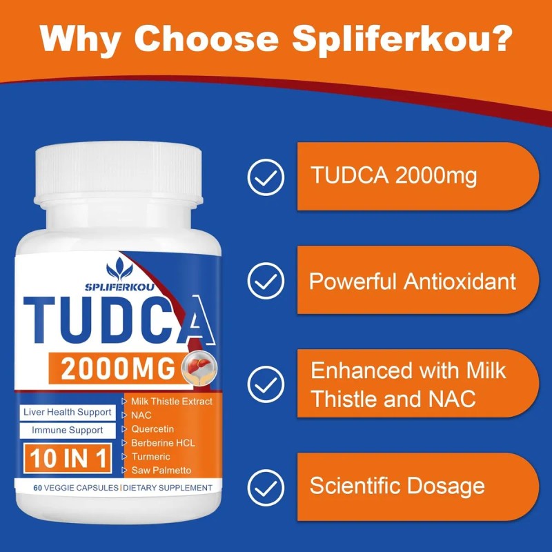 Tudca 2000mg Con 60 Capsulas Apoyo Hepático Hecho En Usa