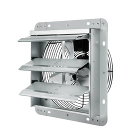 Happybuy 10''Shutter Exhaust Fan. 820 CFM. High-speed. For Greenhouses/Garages/Sheds/Shops. AC-motor. Aluminum. Ventilation. Cooling. FCC compliant. Ideal for various spaces.