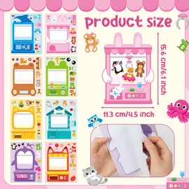 FoszaSzept Claw Machine Make A Face Stickers, Make Your Own Dolls Vending Machine Scene Stickers Games, Mix and Match Sticker Sheets Art Craft Kit for School Classroom Birthday Party Favors(40pcs)