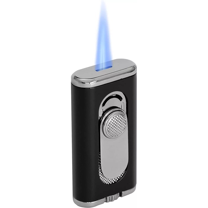 Xikar Verano Flat Flame Cigar Lighter, Elegant, Black, Lifetime Warranty