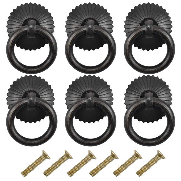 6 Pack Kitchen Cupboard Handles, Door Knobs, Antique Drawer Ring