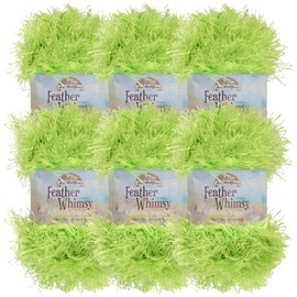 JubileeYarn Feather Whimsy Eyelash Yarn - 50g/Skein Fine Polyester Fur - Pear Green - 6 Skeins