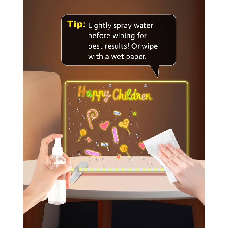 LED Note Board with 7 Colors - 13.8"x10" Acrylic Dry
