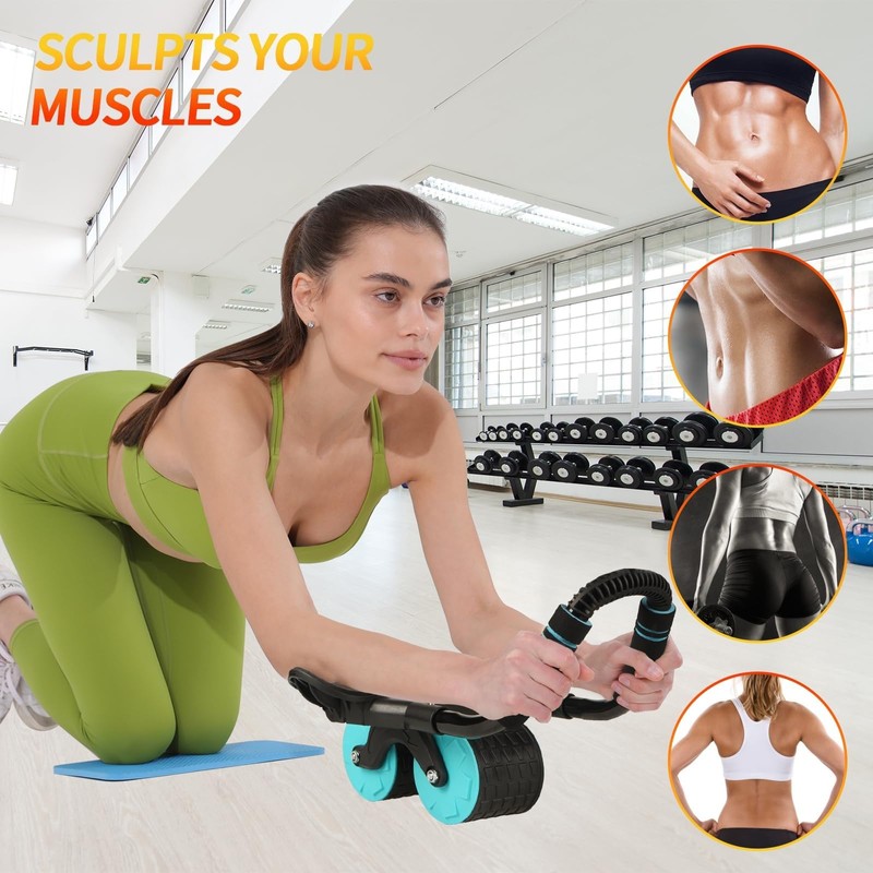 Homavit Ab Roller, Abdominal Roller with Padded Knee Mat, for