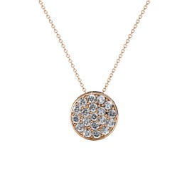Cate & Chloe Nelly Valor White Gold Plated Pave Stone Necklace with Crystals, Modern Trendy Beautiful Round Cut Diamond Cluster Necklace, Wedding Statement Necklaces (Rose Gold)