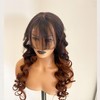 KHY.JNM 1b30 Ombre Brown Layered Cut Wavy Human Hair Wig