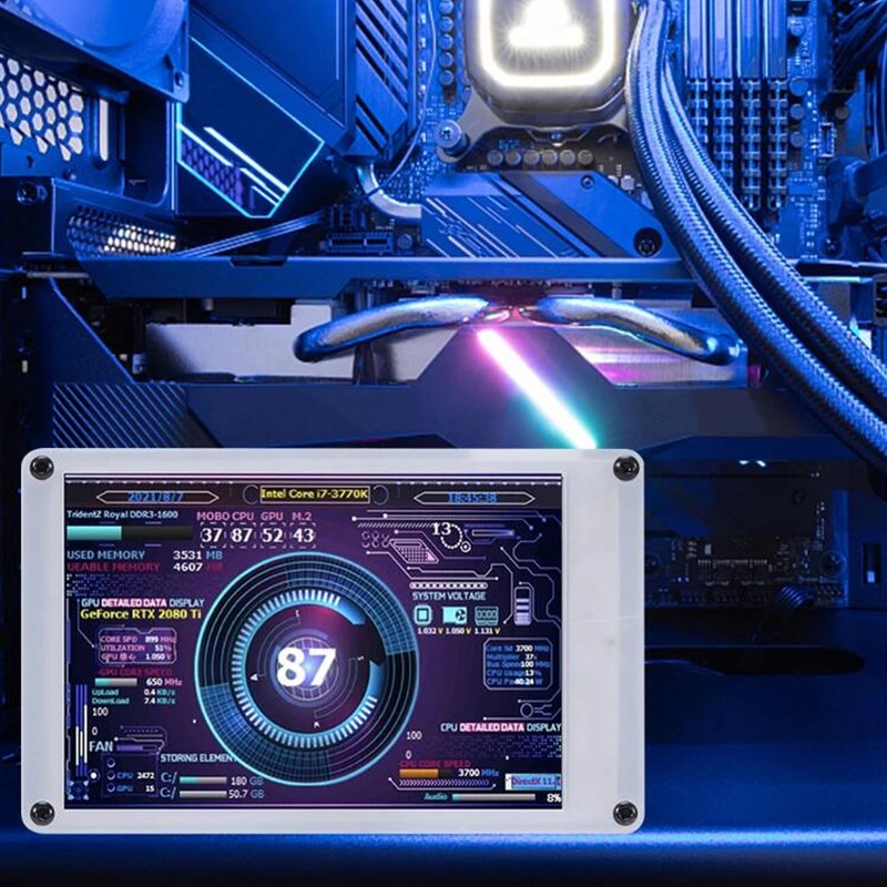 Computer Temp Monitor 3.5 Inch IPS Dimmable Theme Editor Auto