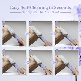 Effortless Self-Cleaning and Anti-Static Hair Brush for Women - Massage and Retractable Comb for Fine Thin Hair, Easy Hair Removal