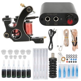 Complete Tattoo Machine Set Tattoo Coil Machine Black Tattoo Power Supply Professional Tattoo Accessories 90‑265VEU Plug