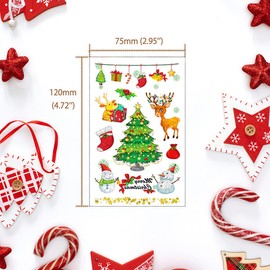 VIWIEU Glitter Christmas Tattoos Temporary for Kids Boys Birthday Party Favors, 10 Sheets Children Shiny Merry Christmas Body Make Props