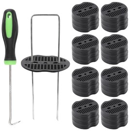 201Pcs Garden Staples Plastic Buffer Washer Set Include 100Pcs Landscape Staples 100pcs Buffer Washer 1 Pick Hook,6 Inch Garden Stakes Staples,Ground Stakes for Landscape Securing Weed Barrier Fabric