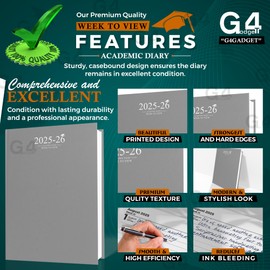 2025-2026 A4 Week to View Diary Academic Case-Binding Week to View On Two Pages (Grey)