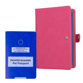 kwmobile Vaccination Certificate Cover for Animals - Protective Cover for EU Pet ID - Pet Vaccination Card Cover Faux Leather - Compatible with German Vaccination Card for Animals, neon pink,