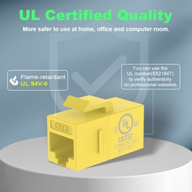 VCE Acoplador RJ45 Cat6 Keystone Jack Hembra a Hembra Ethernet Jack UTP- 5 Unidades Color Amarillo