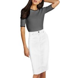Lexi Womens Super Comfy Stretch Denim Skirt, Sk19411-white, 20 Plus