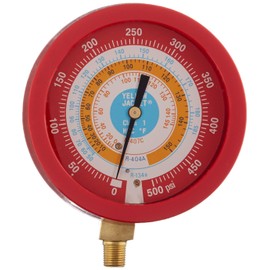 Yellow Jacket 49517 3-1/2" Liquid-Filled Gauge (Degrees F) Red Pressure, 0-500 psi, R-134A/404A/407C