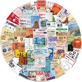 50PCS Tokyo Travel Stamps Stickers, Vinyl Waterproof Stickers Pack for Luggage Bumper Scrapbook Skateboard Guitar Water Bottle, Gift for Teens Kids Girls