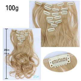 iLUU Teal Fashion Women Cosplay Party Daily Use Clip in Hair Extensions 20" 100g 7pcs 16clips Long Wavy Curly Easy Wear and Easy Care Clip on Hair Extension for Women Hair