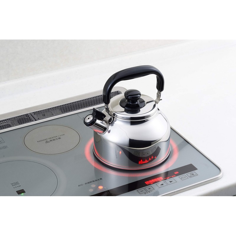 Yoshikawa Wide Clean Wide-Mouth Whistle Kettle, 2.6L (91.2 oz), Stainless