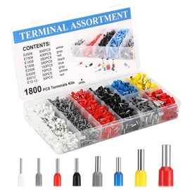 Quuylin Wire End Ferrules Set, 1800 Pieces, Wire End Ferrules 0.5 mm² - 10 mm², Cable End Ferrules Set, Insulated Wire End Ferrules for Wire Connection, Insulated Wire End Ferrules Assortment, with