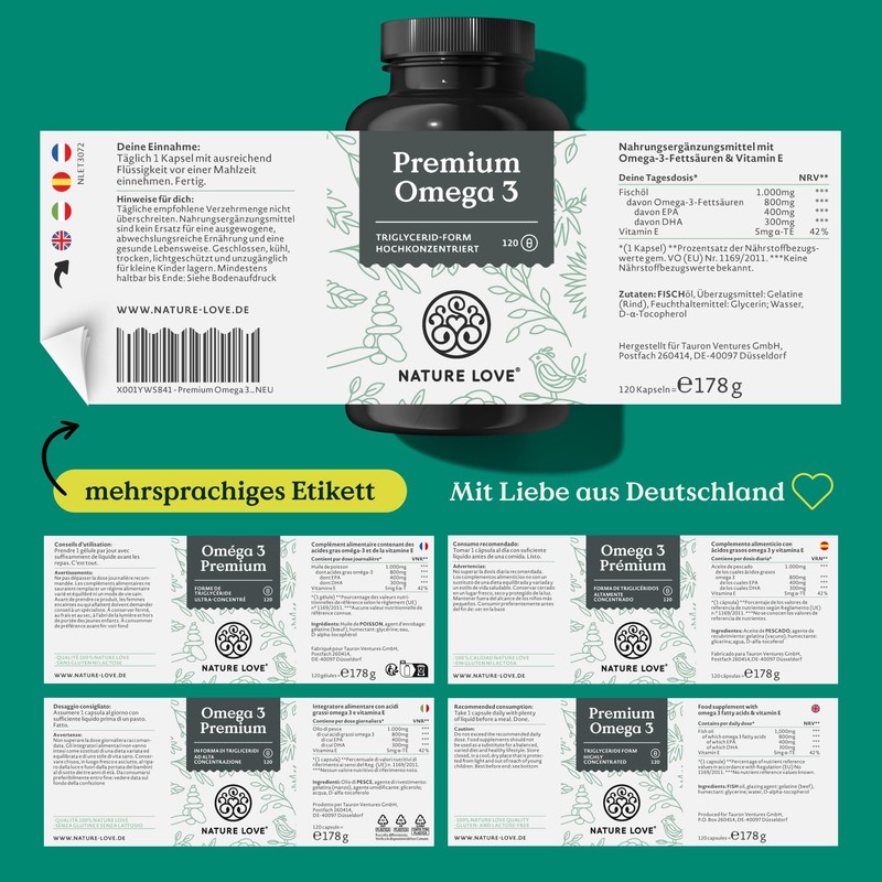 Nature Love Premium Omega 3 - High Dose - 1000