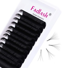 Lash Extension Supplies 0.03mm FADLASH Mega Volume Eyelash Extensions D Curl 16mm Self Fanning Lashes 5D 7D 10D Easy Fan Volume Lashes (0.03-D, 16mm)