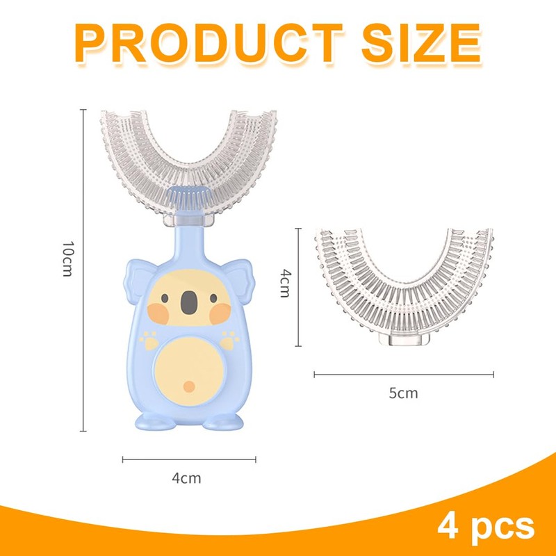 4 Stück Zahnbürste Kinder Kinder U Förmige Zahnbürste, Silikon Kinderzahnbürste