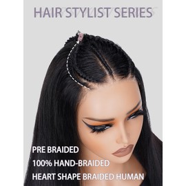 Minice 28 Inch Straighr Lace Front Wigs Human Hair Pre Plucked Pre Braided Ready to Go 7x4 HD Glueless Lace Closure Wigs Human Hair Wigs for Black Women 200% Density