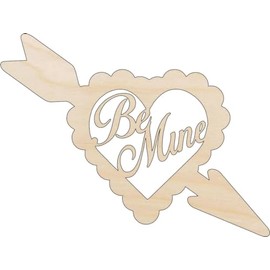 Word Be Mine Heart - Laser Cut Out Unfinished Wood Craft Shape VAL3 26" / 1/4" thick
