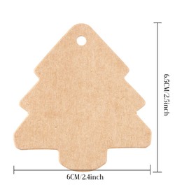 DECORA 100 Pieces Brown Kraft Paper Christmas Tree Gift Tags with Jute Twines for Gift Wrapping and Decoration