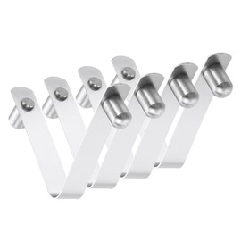 PATIKIL 7.5 x 5mm Kayak Paddle Snaps, 4 Pack Solid Tent Pole Clips Steel V Shaped Single Pin Push Button Spring Clips Lock Tube Pole Clips for Camping Awning, Silver Tone, 35mm Long