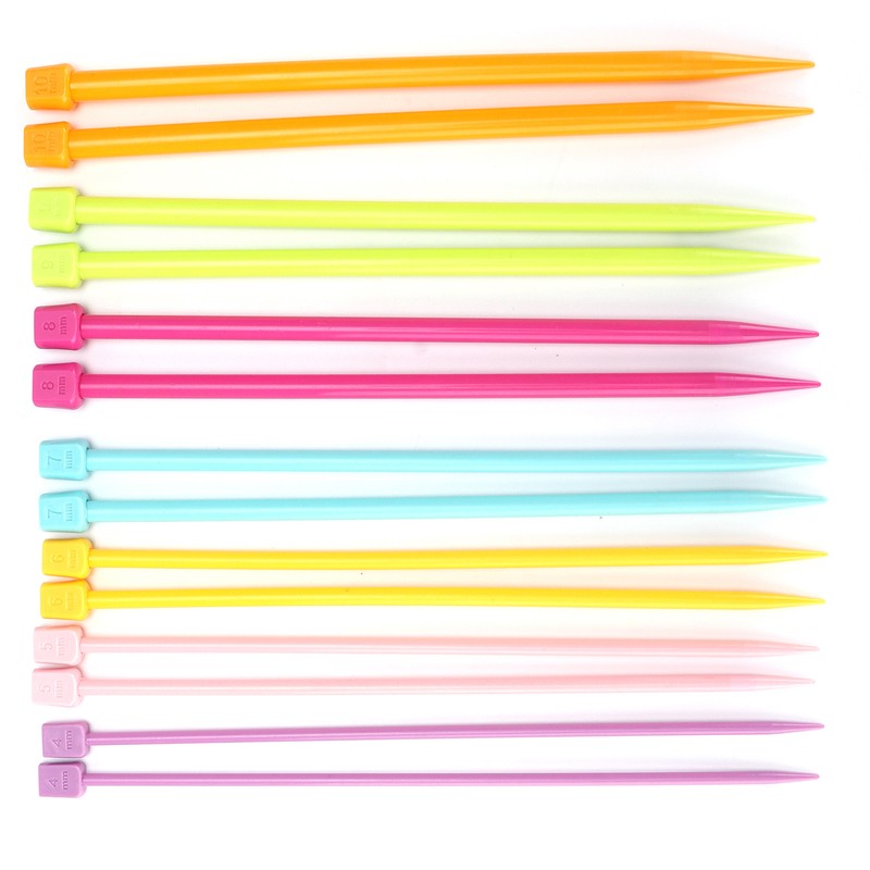 14 Pcs Knitting Needles Multicolour Portable 25cm Sweater Needle Plastic